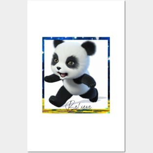 Do You Believe? Digital Art Happy Baby Panda Bear Posters and Art